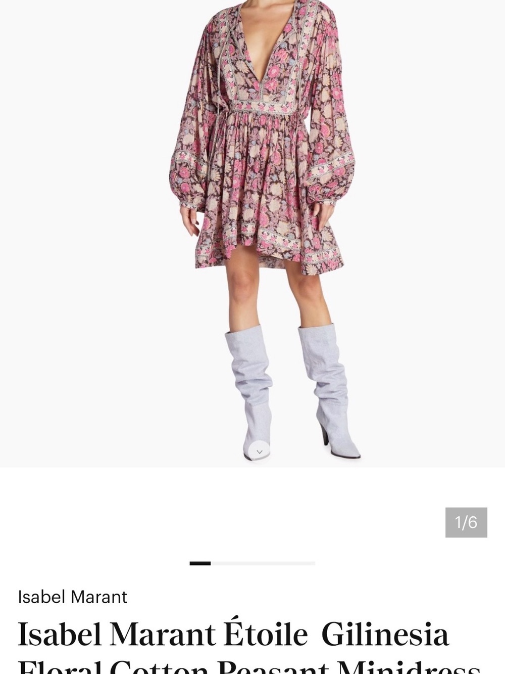 Isabel Marant Pink Floral Long-Sleeve Dress